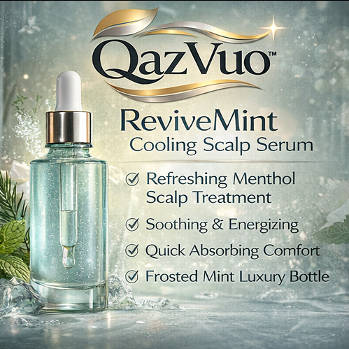 QazVuo™ ReviveMint Cooling Scalp Serum – Refreshing Menthol Scalp Treatment, Soothing & Energizing Formula