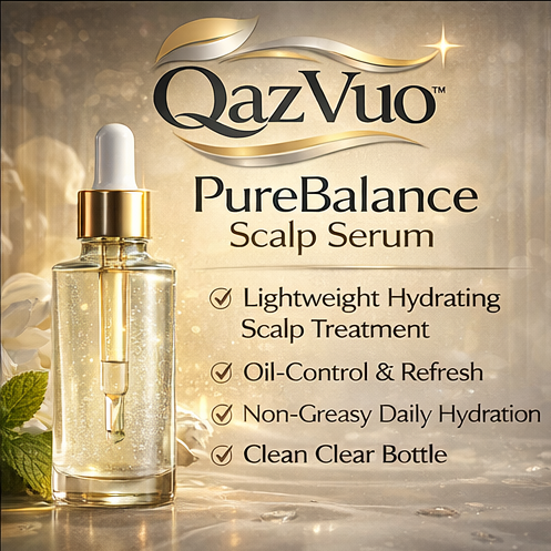 QazVuo™ PureBalance Scalp Serum – Lightweight Hydrating Scalp Treatment, Oil-Control & Refreshing Care