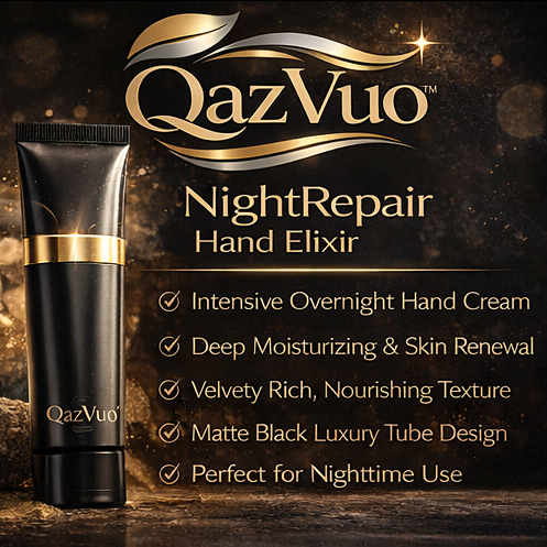QazVuo™ NightRepair Hand Elixir – Intensive Overnight Hand Cream, Deep Moisturizing & Skin Renewal