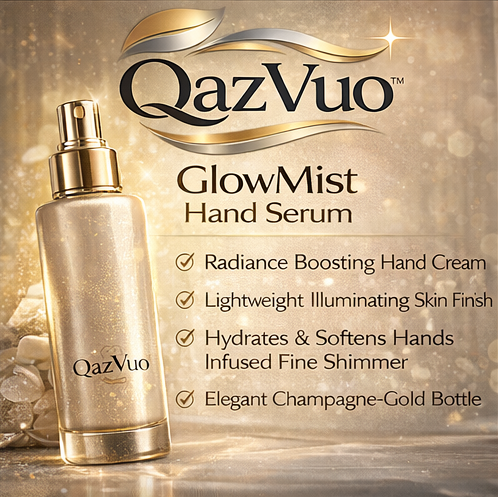 QazVuo™ GlowMist Hand Serum – Radiance Boosting Hand Cream, Lightweight Illuminating Skin Finish