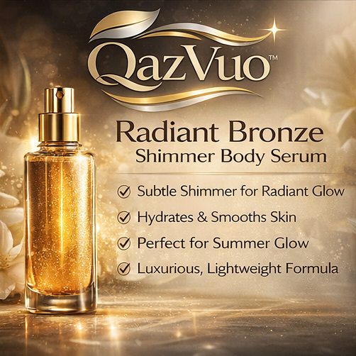 QazVuo™ Radiant Bronze Body Oil – Glow Enhancing Shimmer Body Serum, Illuminating Skin Finish